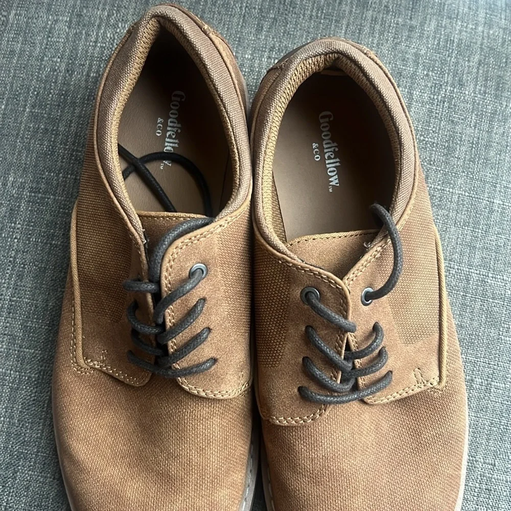 Goodfellow & Co Fitz Casual Dress Lace Up Shoes Sz 9 Brown Faux Suede Texture